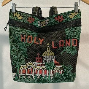 NWOT Vintage Beaded Drawstring Tote Jerusalem